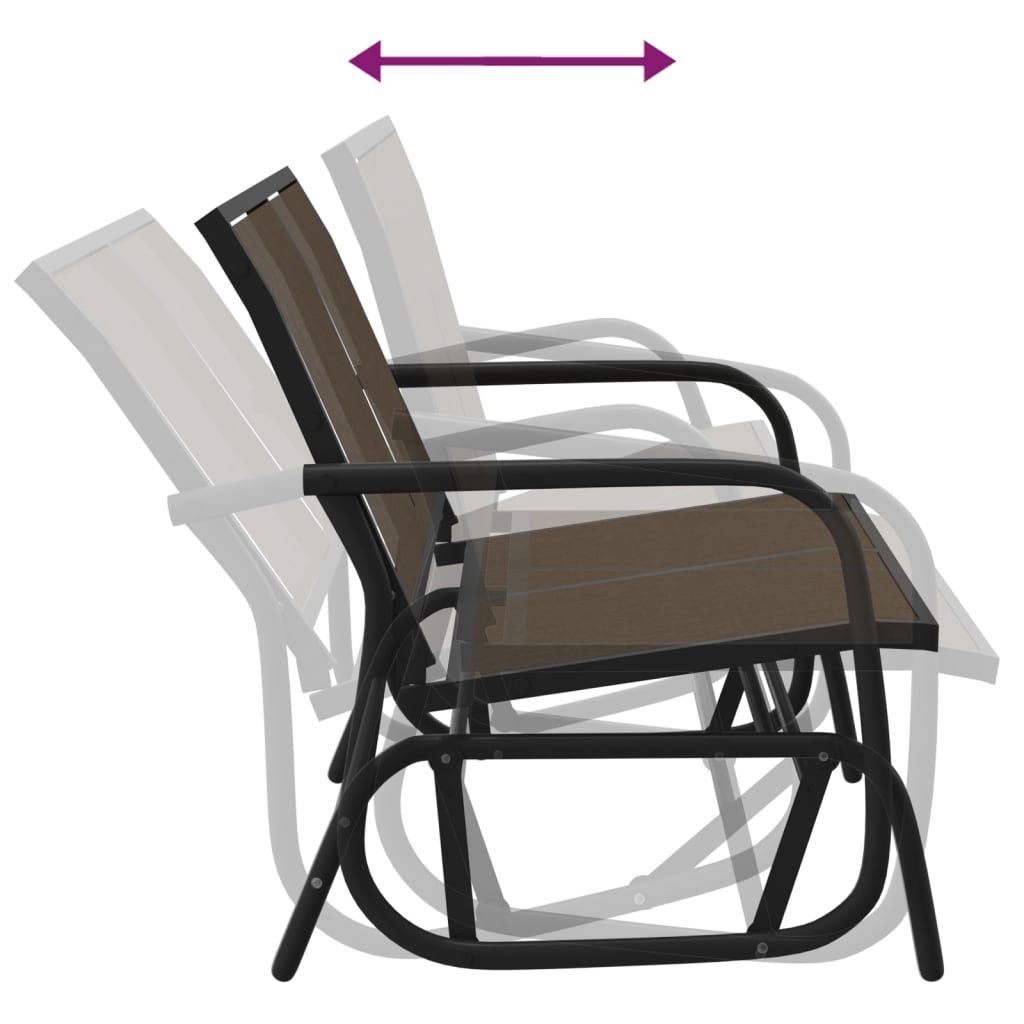 Garden Glider Bench Brown 47.4x29.9x34.1 Textilene&Steel