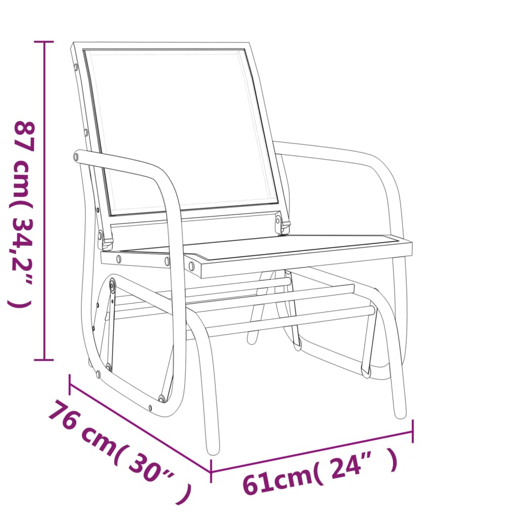Garden Glider Chairs 2 pcs Black 24x29.9x34.3 Textilene&Steel