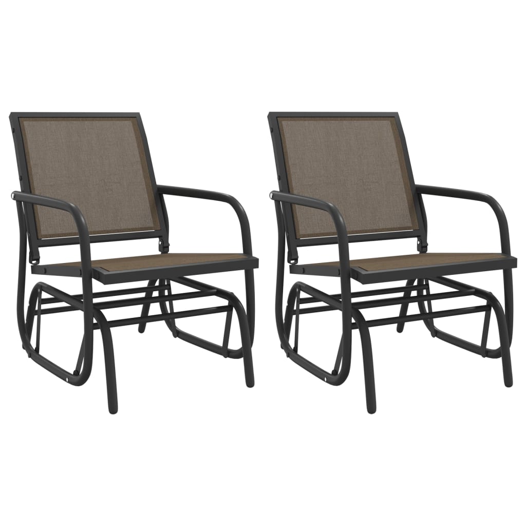 Garden Glider Chairs 2 pcs Brown 24x29.9x34.3 Textilene&Steel