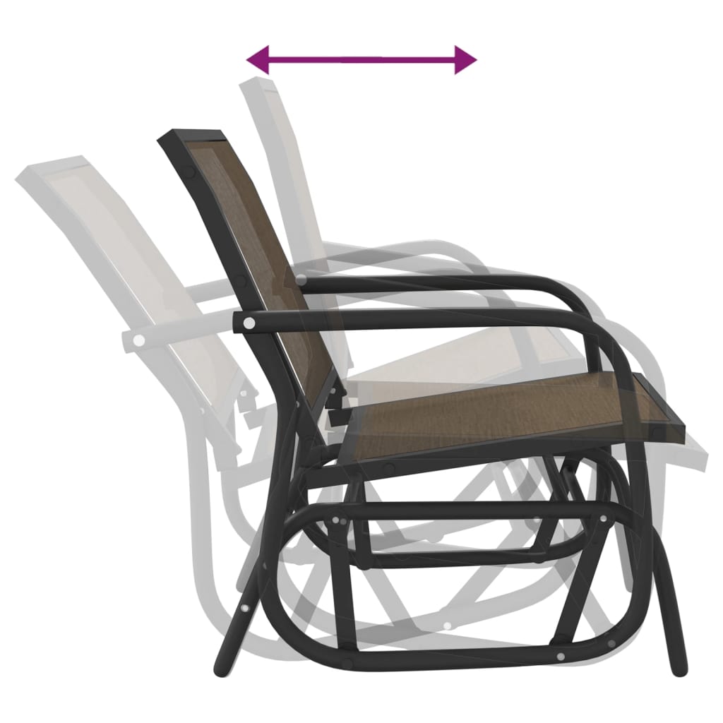 Garden Glider Chairs 2 pcs Brown 24x29.9x34.3 Textilene&Steel
