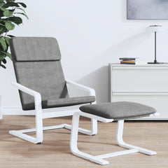 Footstool Dark Gray Polyester Fabric, Solid Birch Wood, Plywood