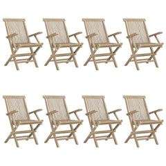 Folding Garden Chair Set of 8 Grey Solid teak wood Medium