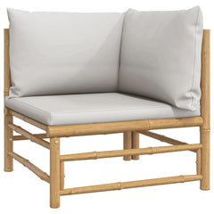 Garden Corner Sofa Light Grey, Natural Bamboo Bamboo, Polyester