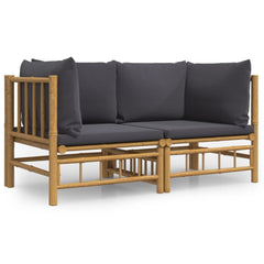 Garden Corner Sofa Dark Grey Bamboo Medium Modular