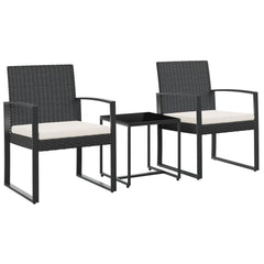 Garden Dining Set Black PP Rattan Standard Modular