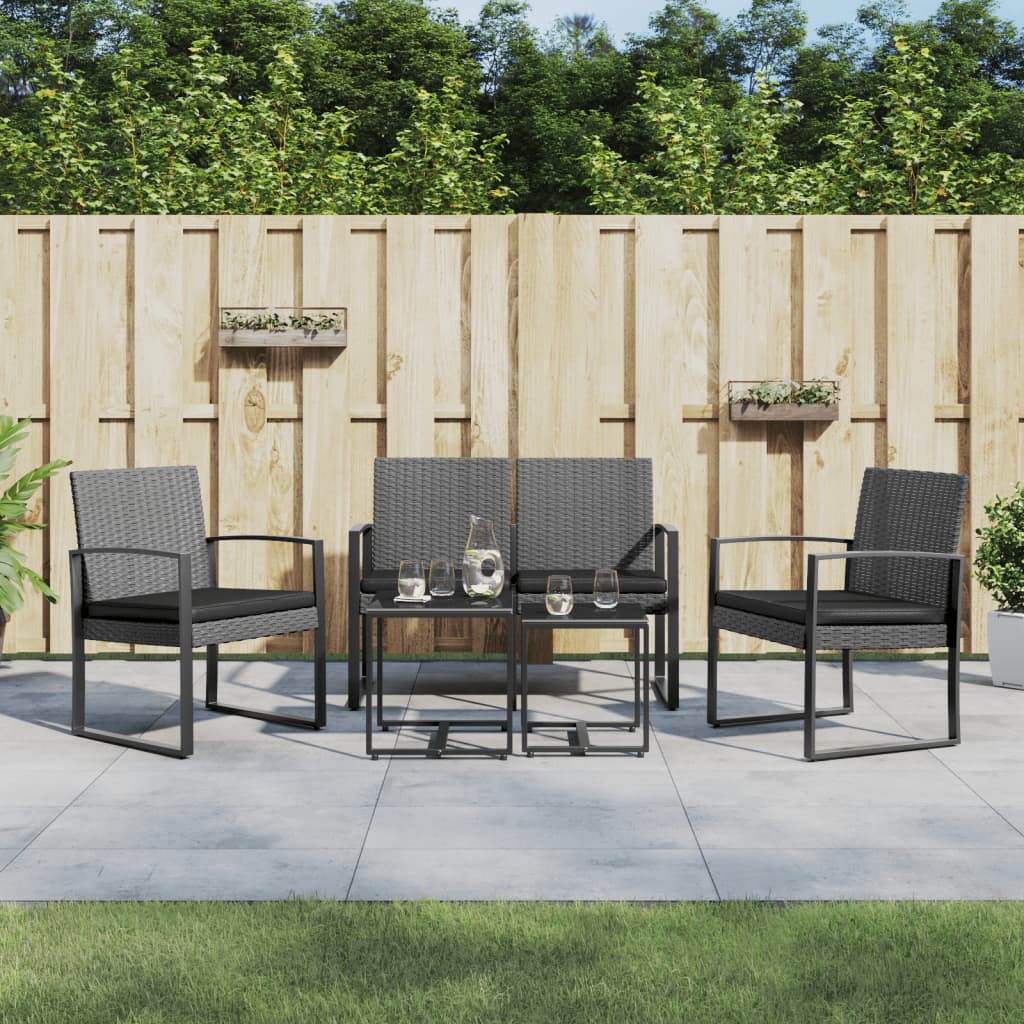 Garden Dining Set Dark gray Polypropylene with rattan look