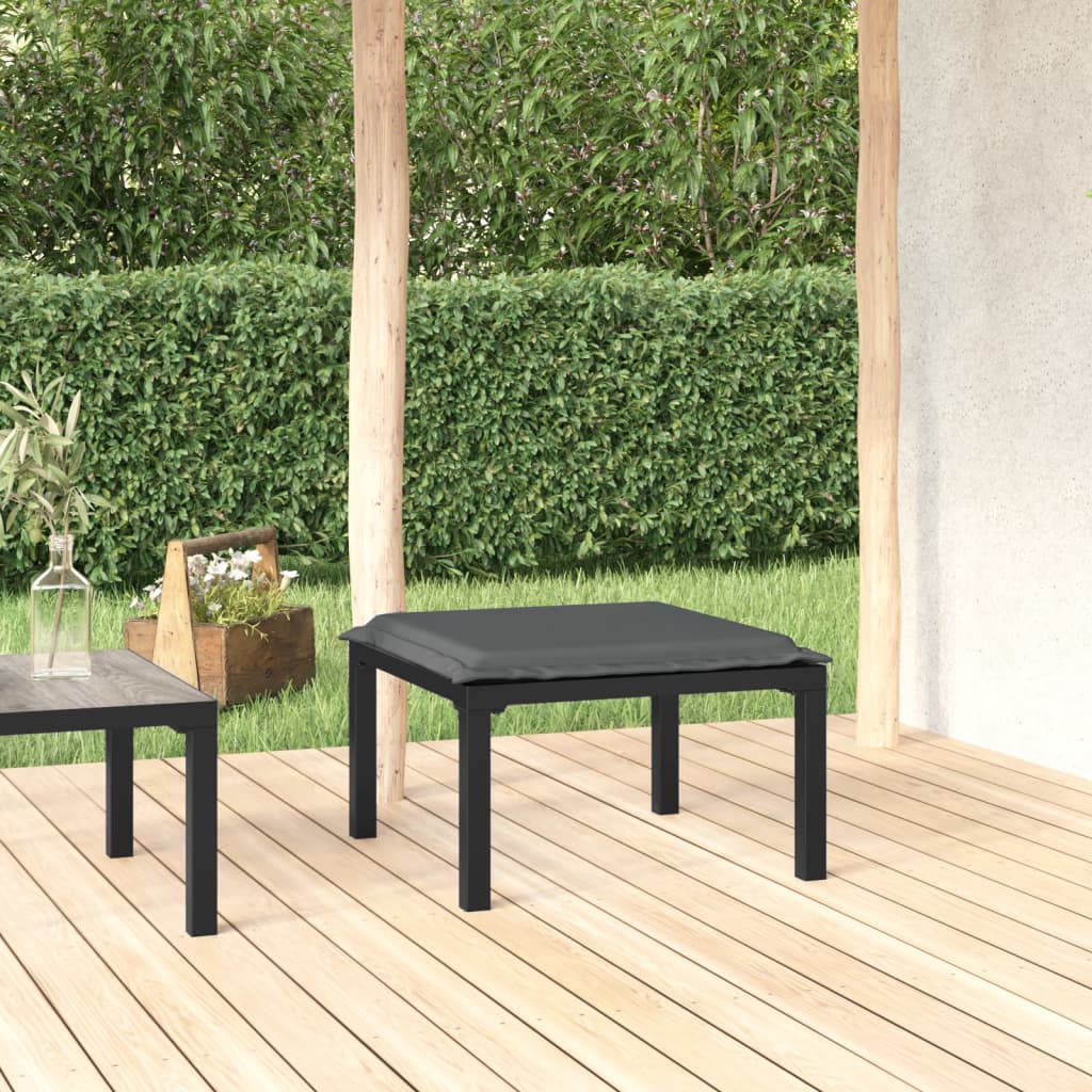 Garden Footstool Black and Gray PE rattan Medium Modular