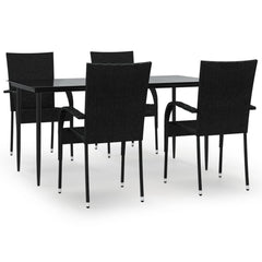 Garden Dining Set Black Poly Rattan Standard Foldable