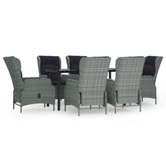 Garden Dining Set Light Grey Poly Rattan 7 Piece Set