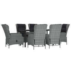 Garden Dining Set Light Grey Poly Rattan 7 Piece Set