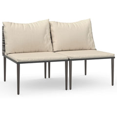 Garden Middle Sofa Set of 2 Grey with Beige Cushions