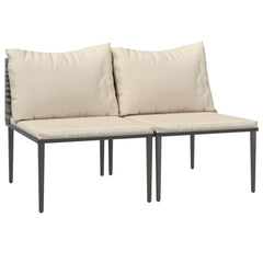 Garden Middle Sofa Set of 2 Grey with Beige Cushions