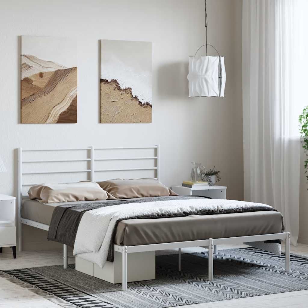 Bed Frame White Steel Full Bed Frame Rectangular Full Bed