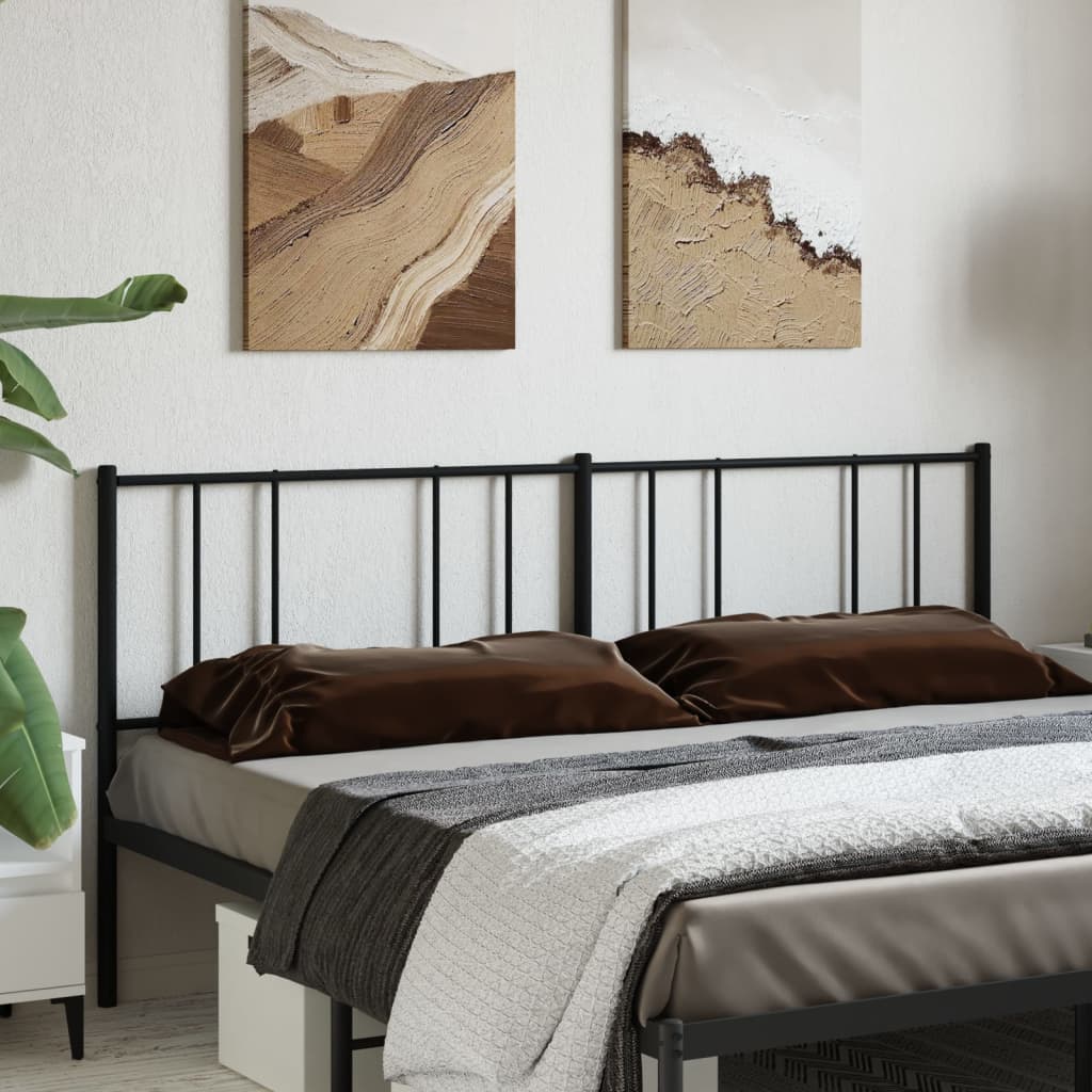 Headboard Black Powder-Coated Steel 76 in wide Durable