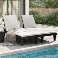 Sun Lounger Black Polypropylene Double Multi-Position Backrest