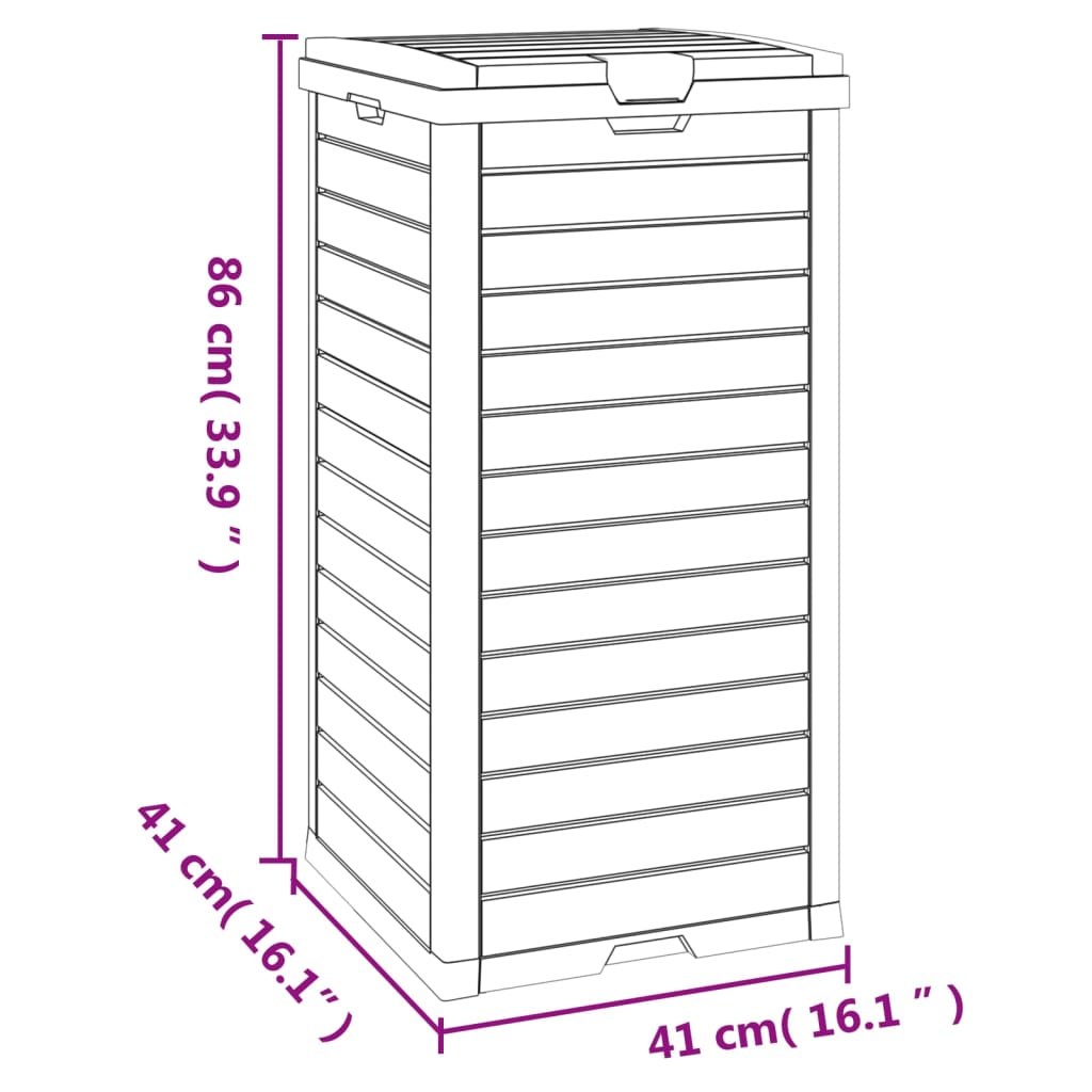 Light brown polypropylene outdoor garbage bin with a double-lid design and 31.2-gallon capacity.