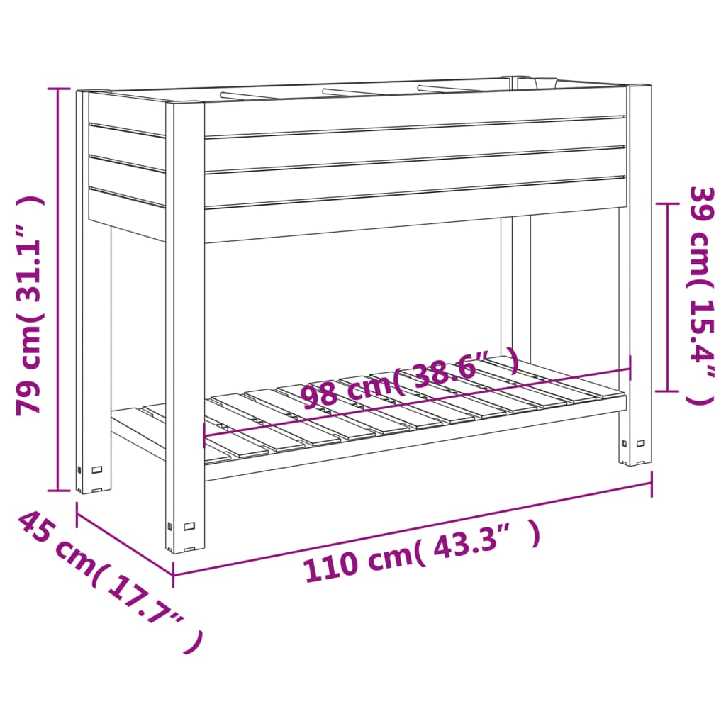 Garden Raised Bed Light Brown 43.3x17.7x31.1 Polypropylene