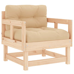 Garden Chair Beige Solid Pine Wood Medium Modular Garden Chair