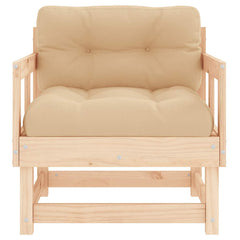 Garden Chair Beige Solid Pine Wood Medium Modular Garden Chair