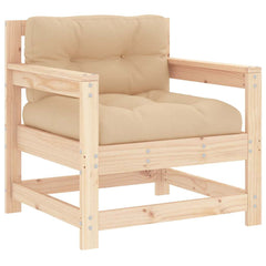 Garden Chair Beige Solid pine wood Medium Modular Armchair