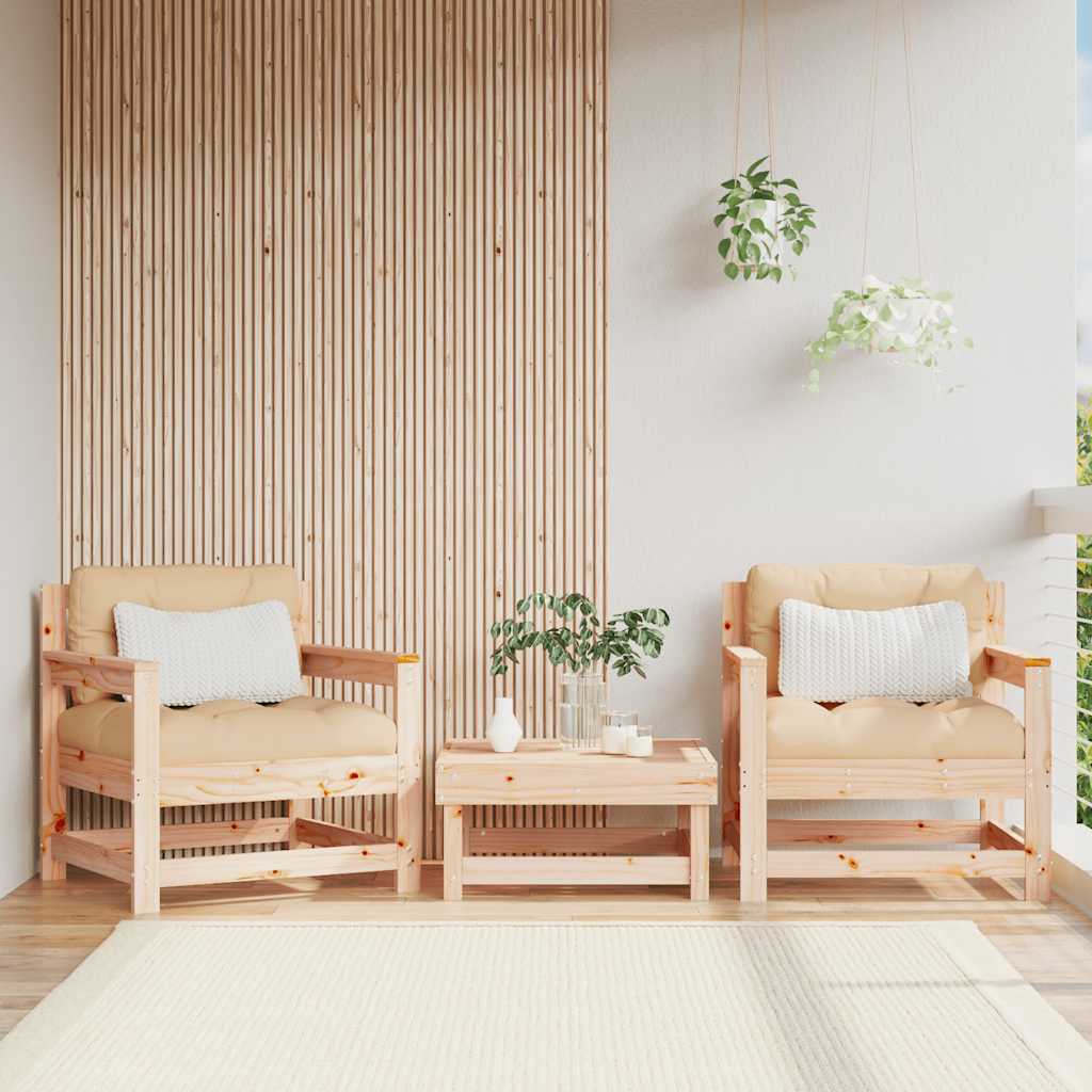 Garden Chair Beige Solid pine wood Medium Modular Armchair