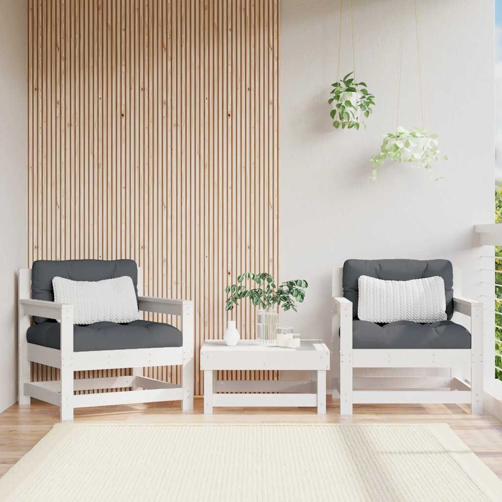 Garden Chair White Solid pine wood Medium Modular Garden Chair