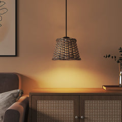 Ceiling Lamp Shade Brown Wicker, Iron Medium Decorative Inlays