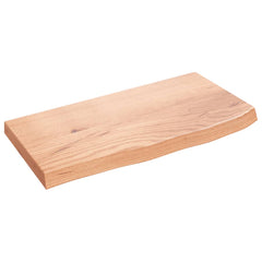 Wall Shelf Light Brown Solid Oak Wood with a Varnished Finish