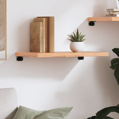 Wall Shelf Light Brown Solid Oak Wood with a Varnished Finish