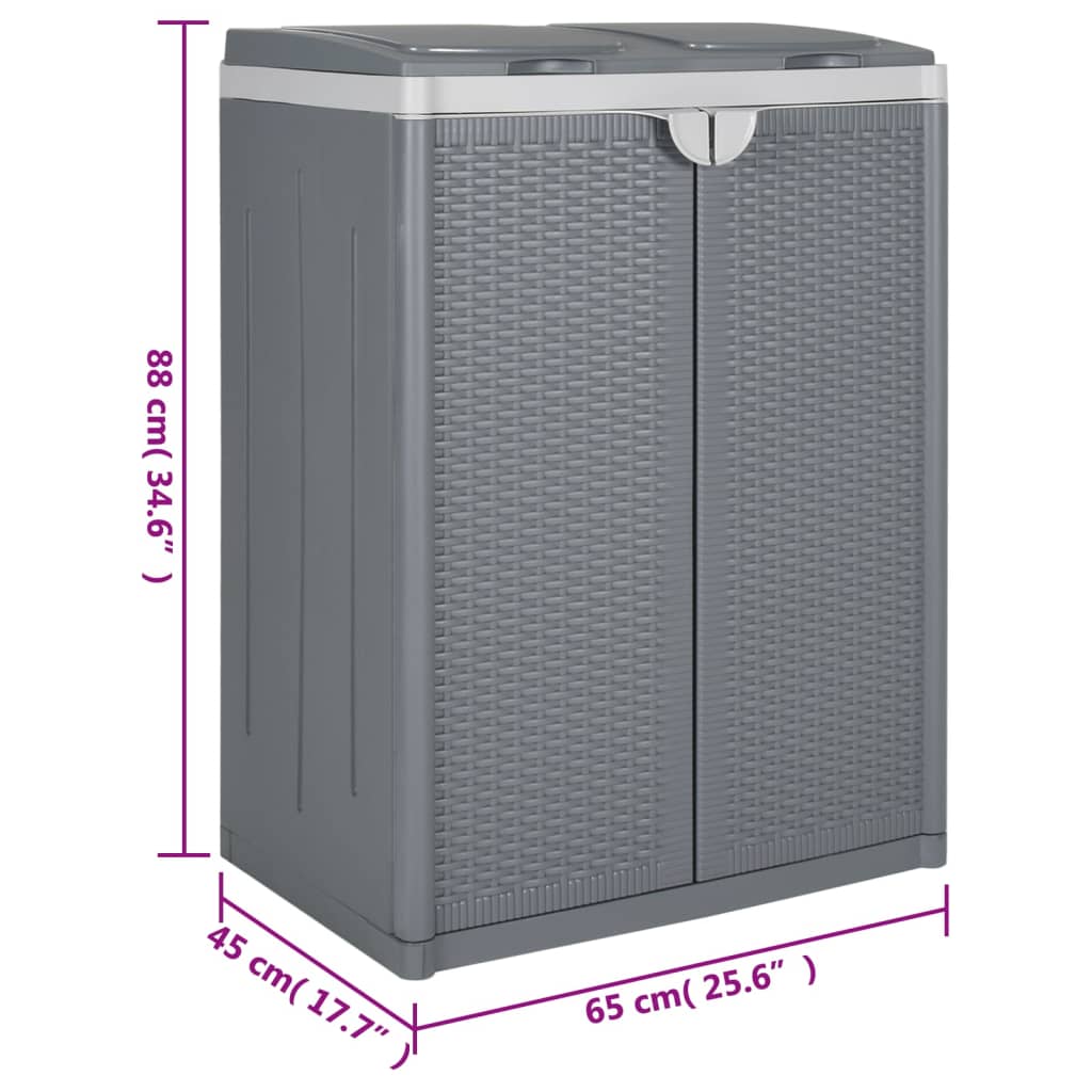 Trash Bin with 2 Doors Gray 25.6x17.7x34.6 PP