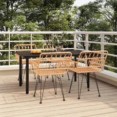 Garden Dining Set Black Poly Rattan, Tempered Glass Large Durable