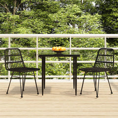 Garden Dining Set Black Poly Rattan Medium Durable