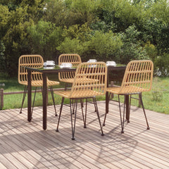 Garden Dining Set Black Poly Rattan Standard Seats Up to Five