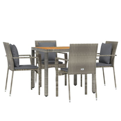 Garden Dining Set Grey PE rattan Standard Modular