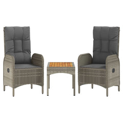 Garden Dining Set Gray PE rattan Adjustable Armrests