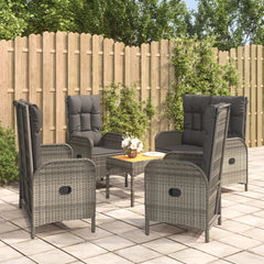 Garden Dining Set Gray PE rattan Adjustable Armrests
