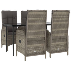 Garden Dining Set Black and Grey Poly Rattan 5 Piece