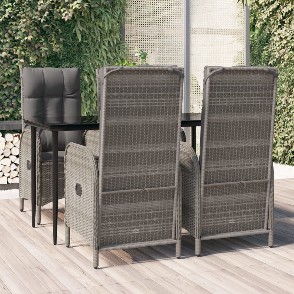 Garden Dining Set Black and Grey Poly Rattan 5 Piece
