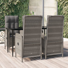 Garden Dining Set Black and Grey Poly Rattan 5 Piece
