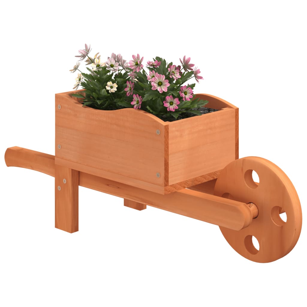 Wheelbarrow Planters 2 pcs 18.5x5.9x7.5 Solid Wood Fir