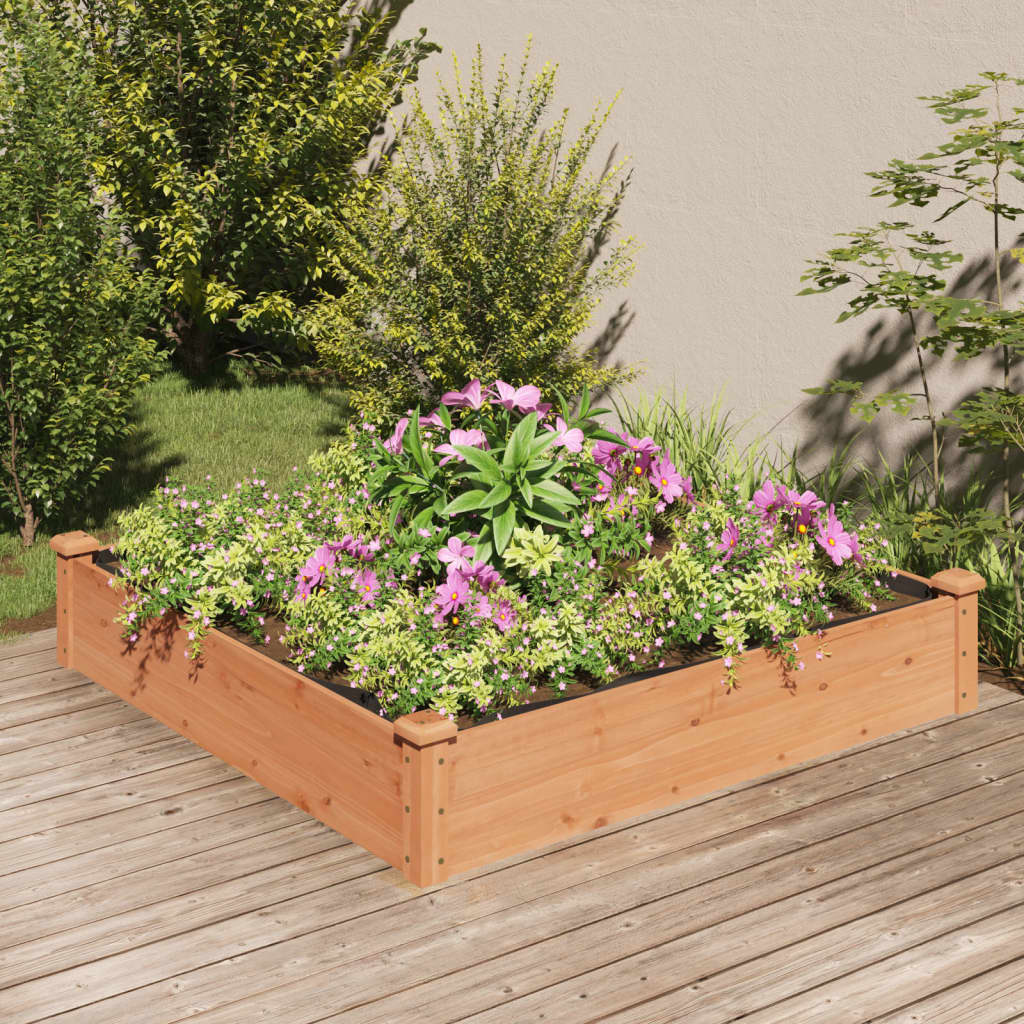 Garden Raised Bed Brown Solid fir wood, Non-woven fabric
