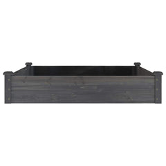 Garden Raised Bed Grey Solid fir wood, Non-woven fabric