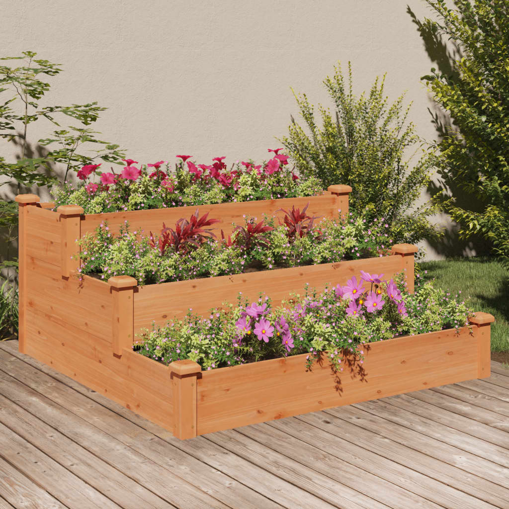 Garden Raised Bed Brown Solid fir wood 47.2x47.2x22.0 in