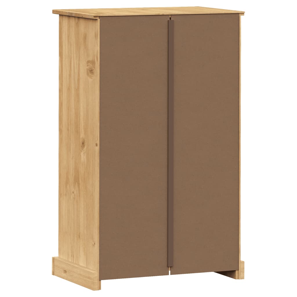 Vigo solid pine wood shoe cabinet with shutter doors, 23.6x13.8x37.8 inches.