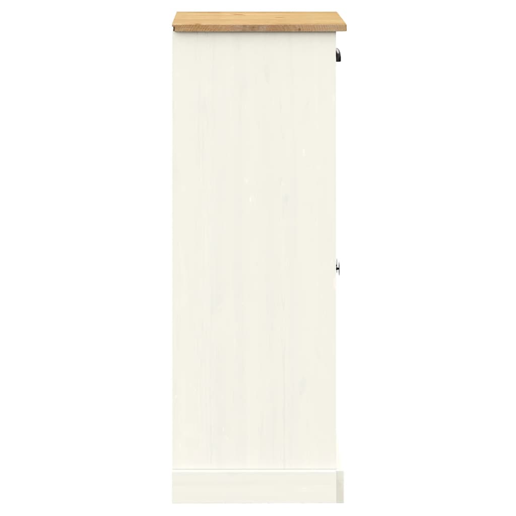 White solid pine wood shoe cabinet with louvered doors, 23.6x13.8x37.8 inches.