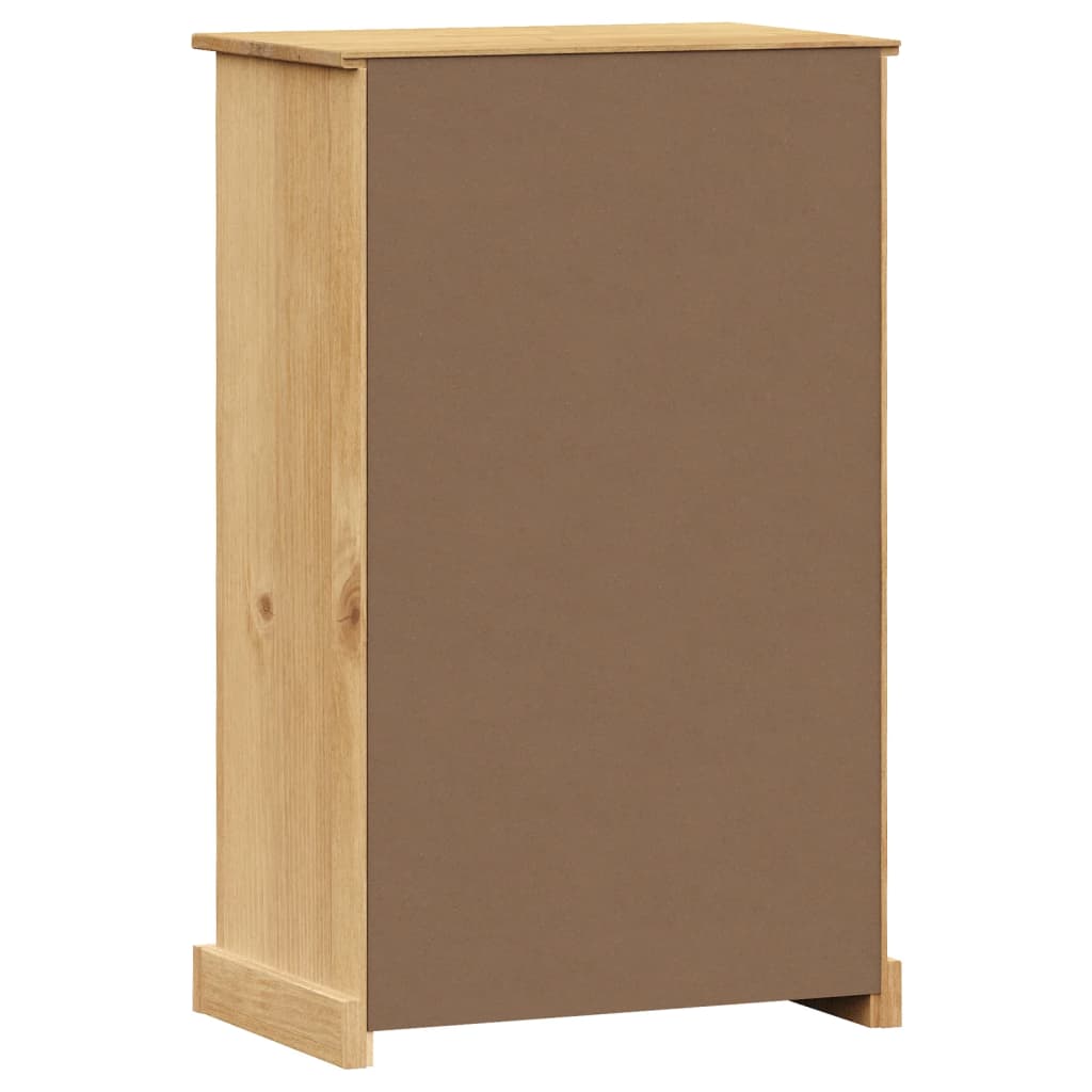 Rear view of the Vigo solid pine wood shoe cabinet, 23.6x13.8x37.8 inches, with light wood frame and brown back panel.