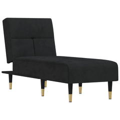 Chaise Lounge Black Velvet (100% polyester), plywood, metal