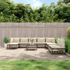 Garden Lounge Set Set of 10 Anthracite Poly Rattan Large