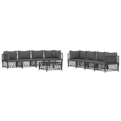Garden Lounge Set Anthracite Woven fabric Large Modular