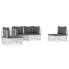 Garden Lounge Set White Woven fabric, powder-coated steel, textilene